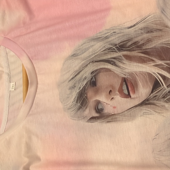 Taylor Swift Pink and Blue oversized Lover rainbow Short Sleeve Tee - Picture 8 of 8